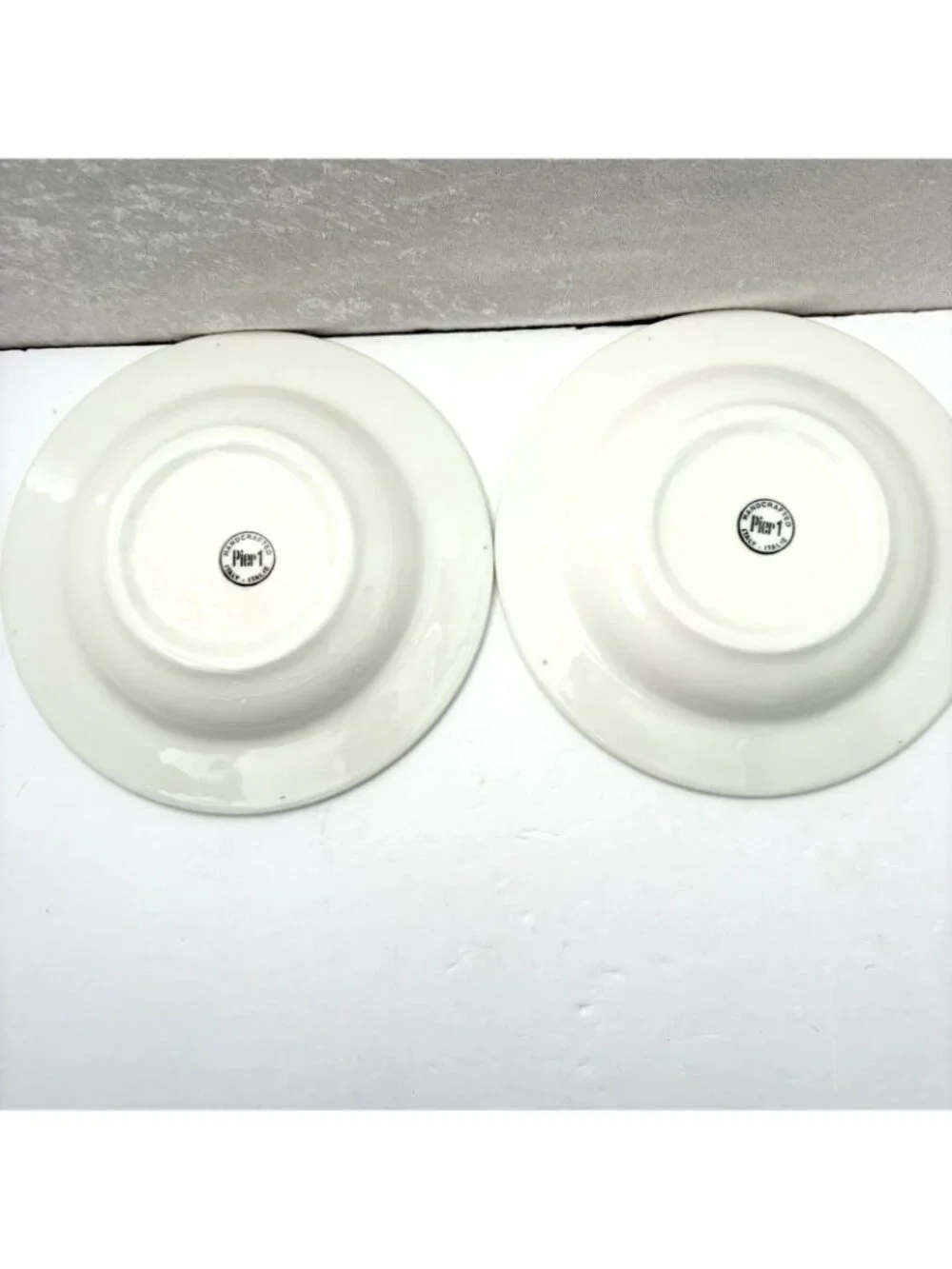 PIER 1 Italy Pasta Bowls Set of 2 Hand Painted Fruit Yellow 9” Vintage